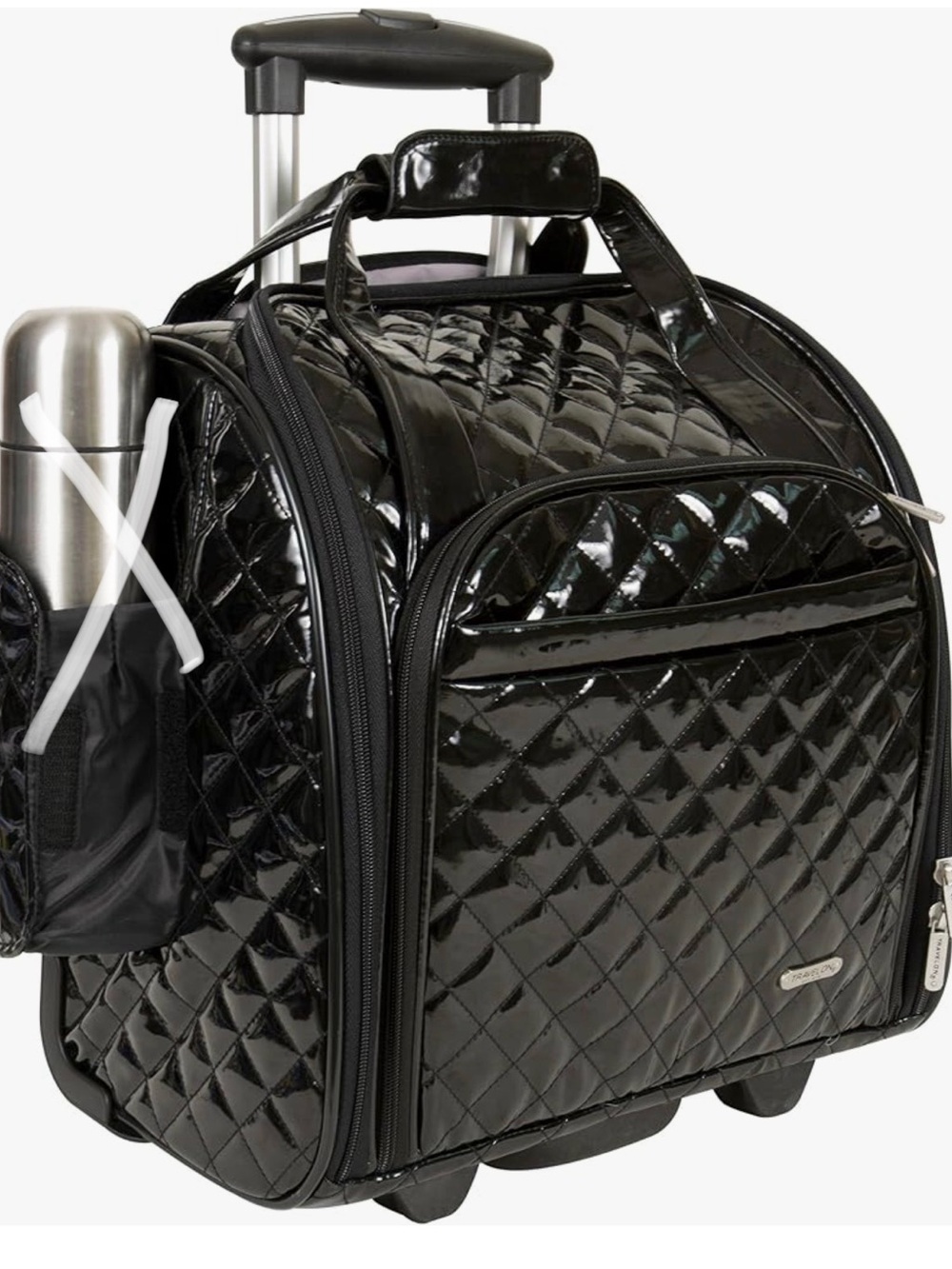 Travelon Quilted Wheeled Underseat Carry-On Bag in Black - Picture 3 of 7